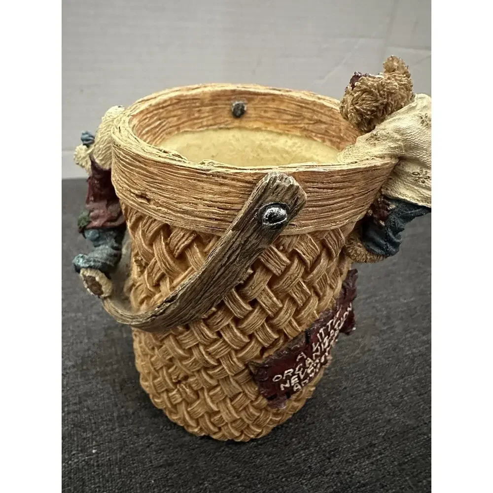 Boyds Bears Scribble Doodle Jot Pencil Holder Basket Resin 4110 2001 Desk Decor